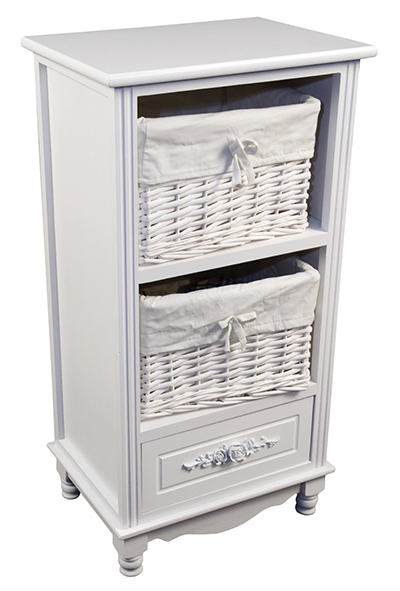 White Cabinet With 1 Drawer & 2 Baskets
